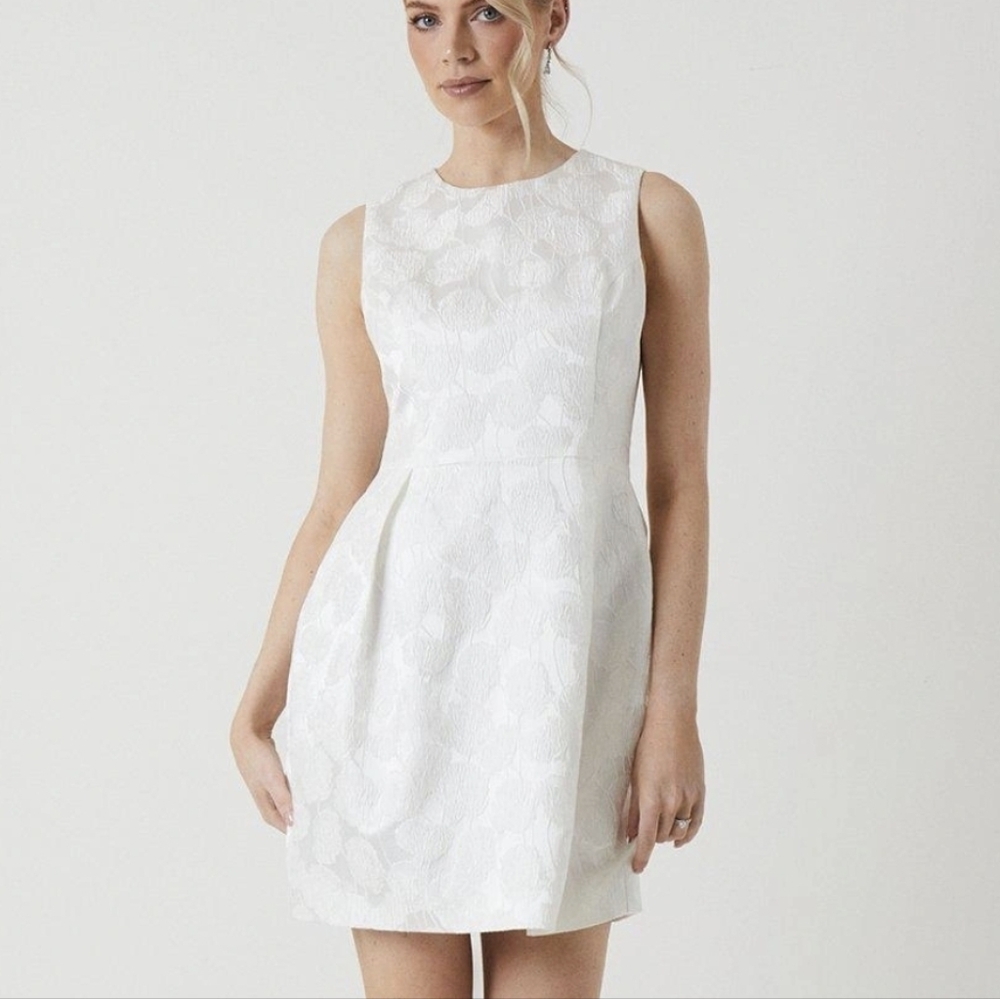 Ralph Lauren White Sleeveless Textured Fit-and-Flare Dress S.10 NWT